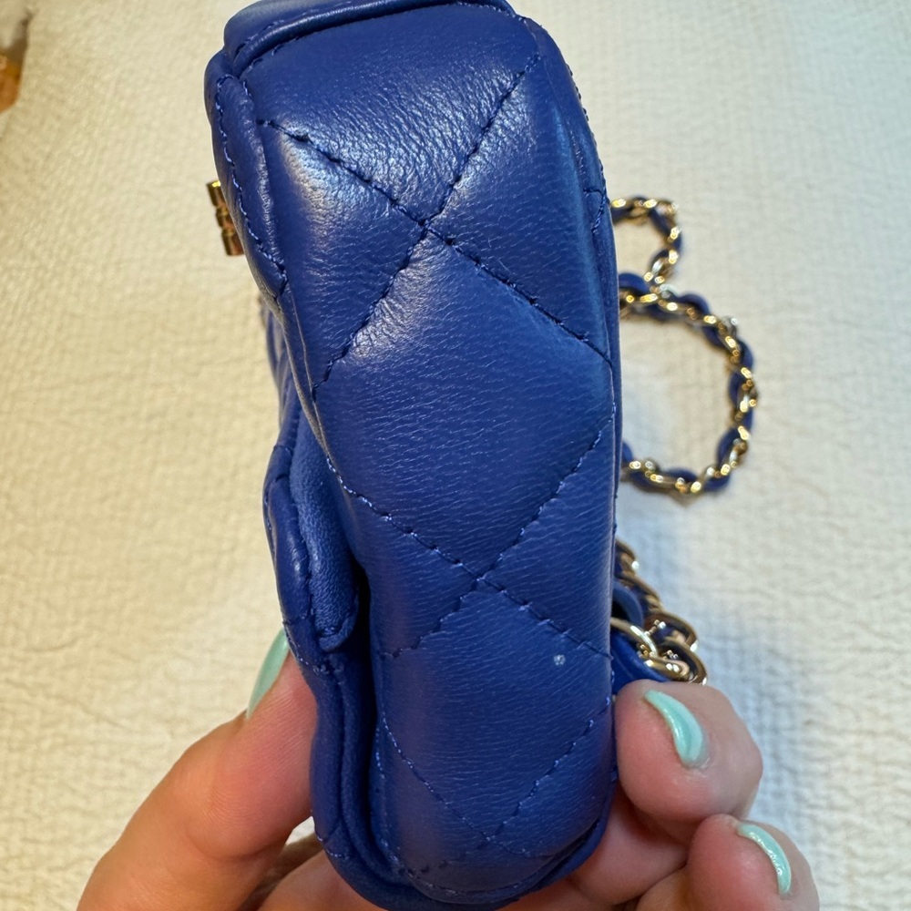 G by Giuliana Blue Quilted lambskin leather shoulder or Belt Bag with Chain NWOT - Picture 6 of 8
